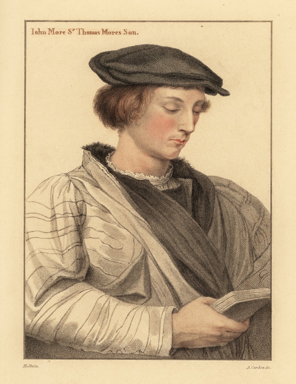 John More, de 19 años, hijo de Sir Thomas More. ,1812 (grabado) de Hans (after) Holbein the Younger