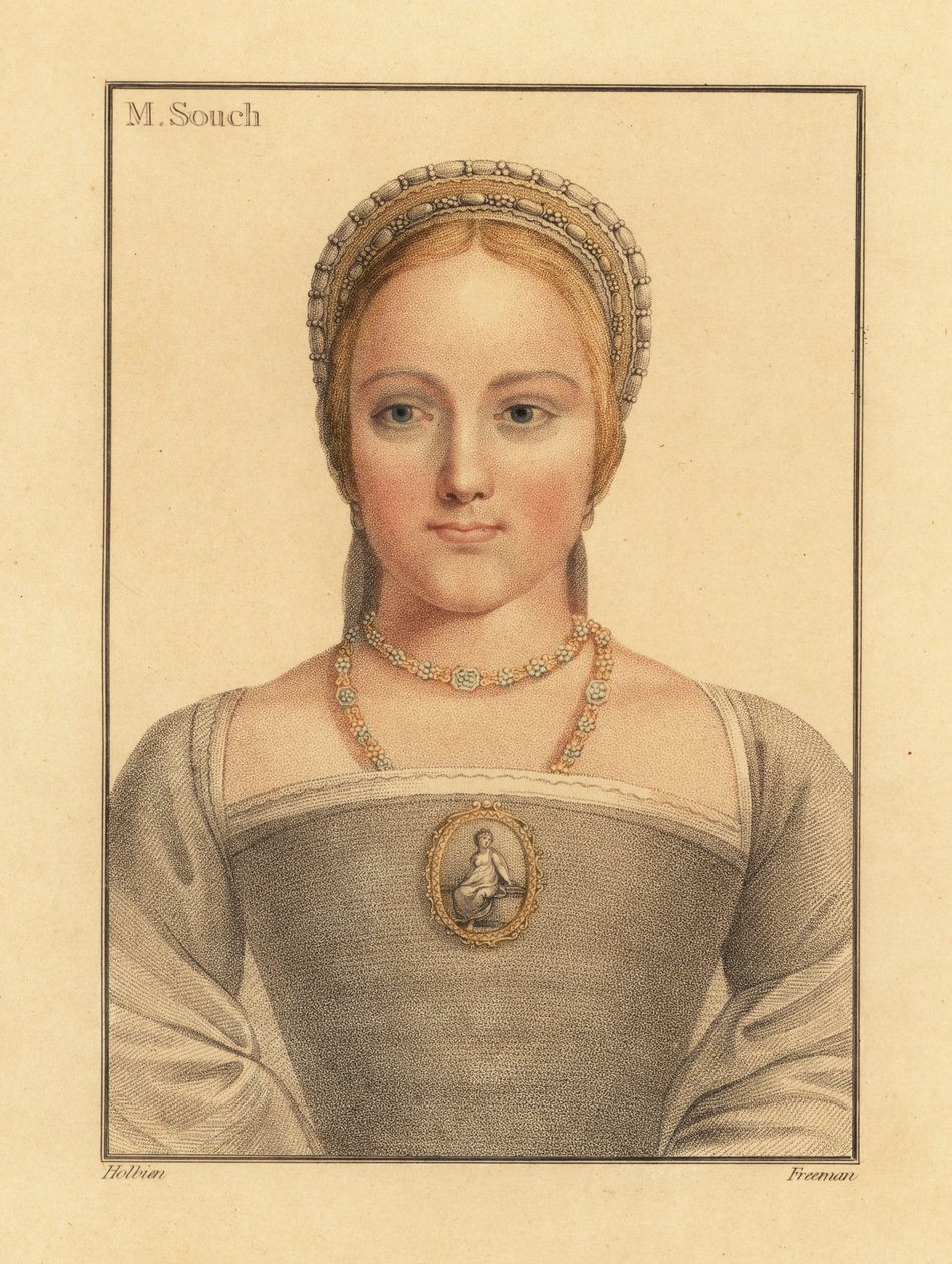 Mary Zouch, dama de compañía de Jane Seymour,1812 (grabado) de Hans (after) Holbein the Younger