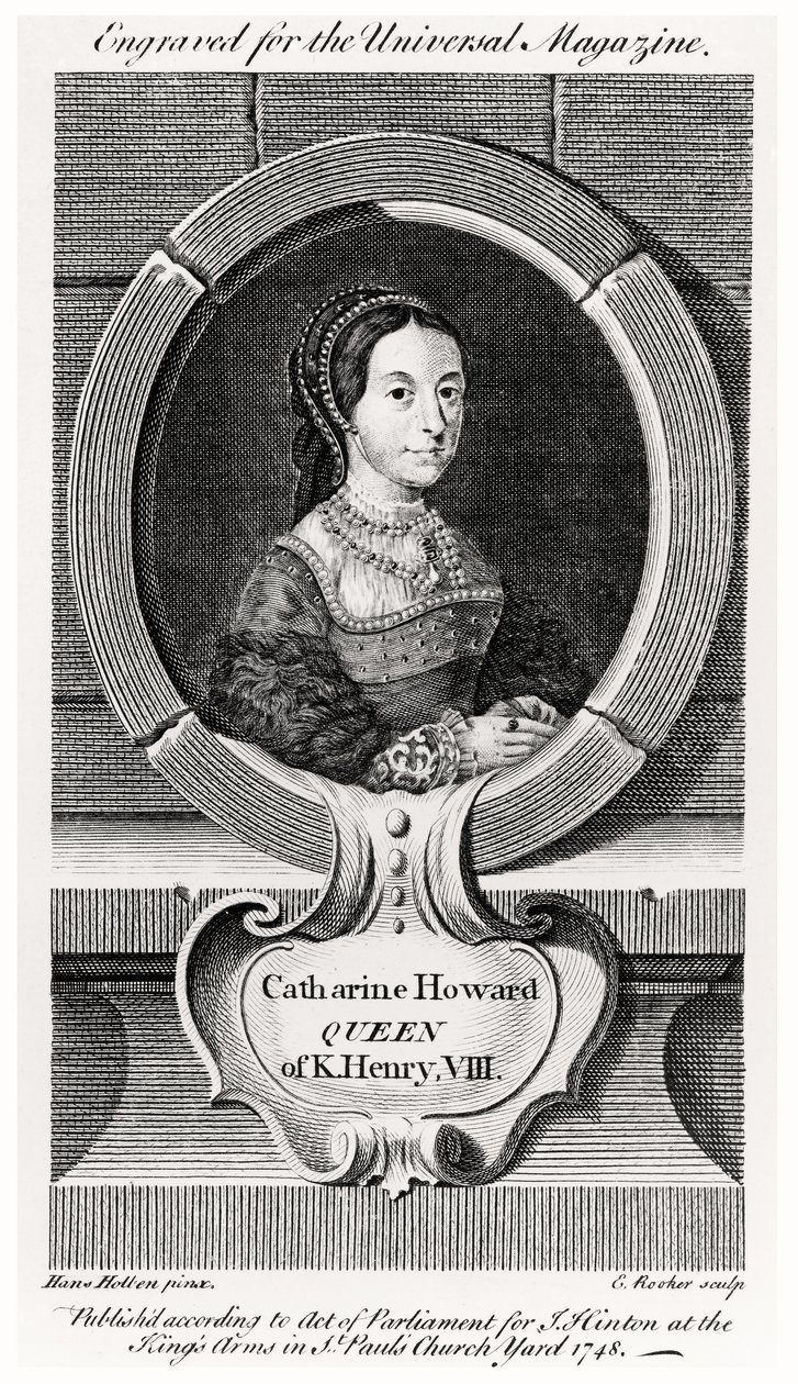 Retrato de Catherine Howard (1520-42) grabado por Edward Rooker (c.1712-74) 1748 (grabado) de Hans (after) Holbein the Younger