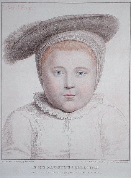 Retrato de Eduardo VI (1537-53) grabado por Francesco Bartolozzi (1727-1815) 1796 de Hans (after) Holbein the Younger