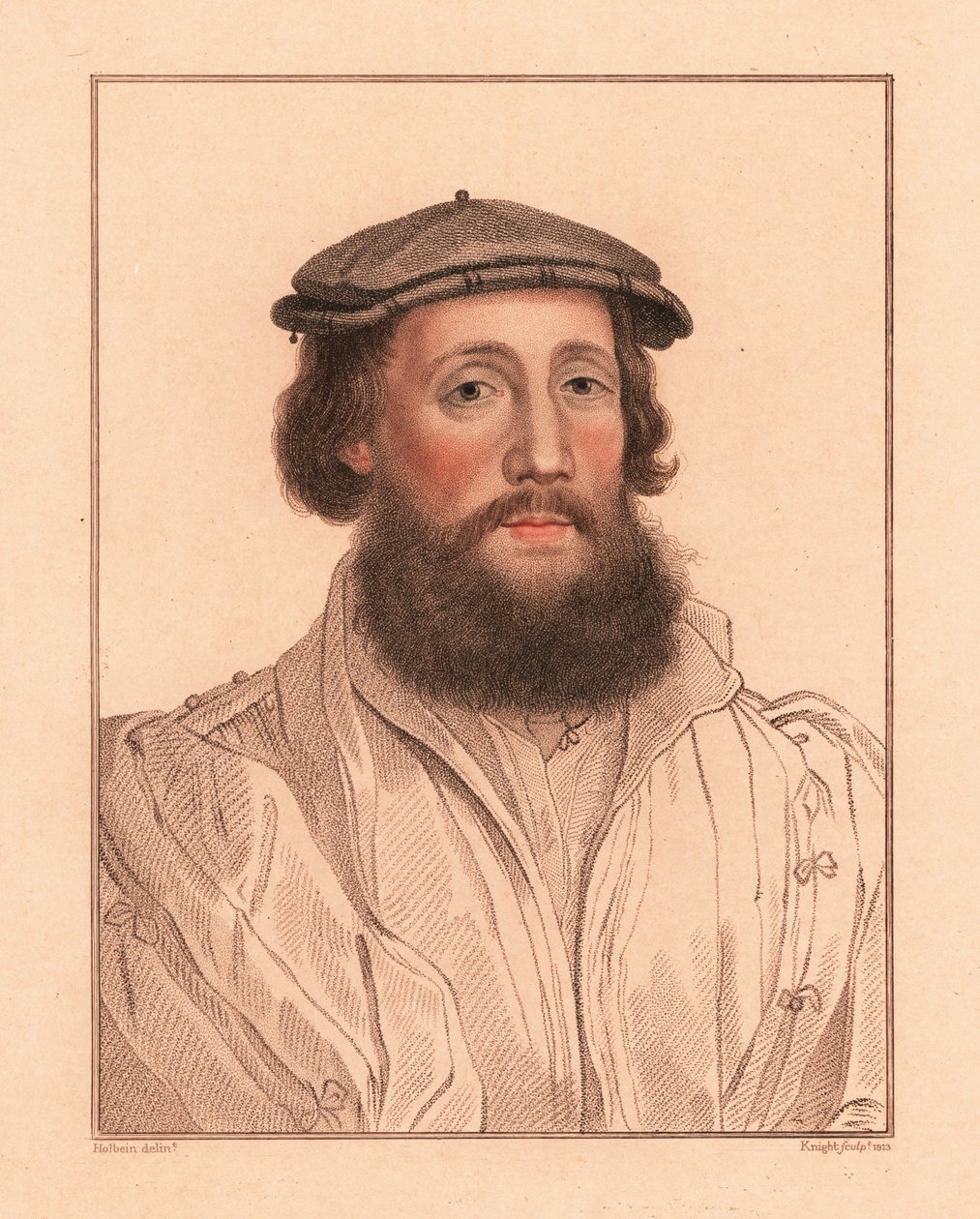Retrato de un desconocido, corte del rey Enrique VIII, c. 1532.,1812 (grabado) de Hans (after) Holbein the Younger