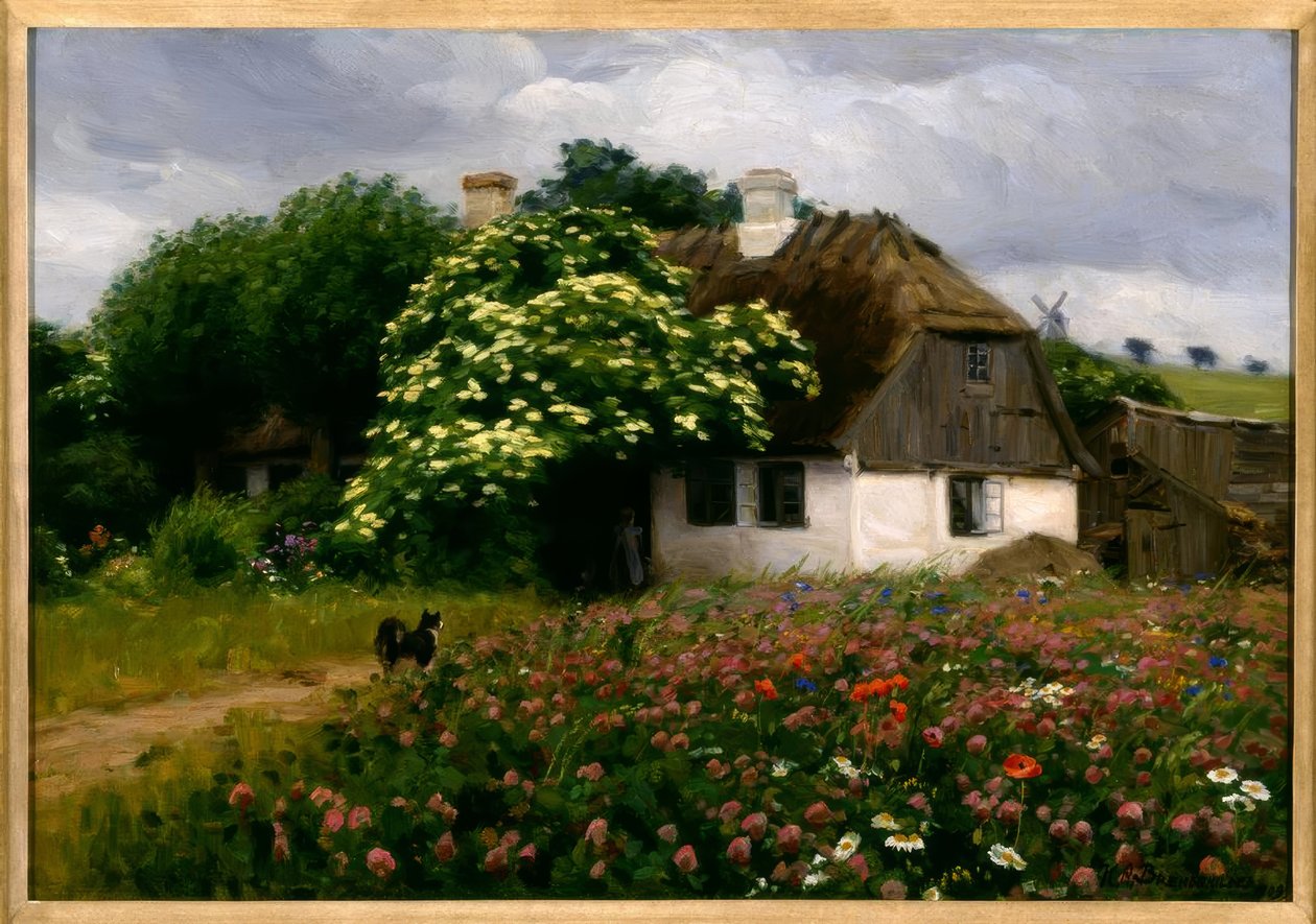 Prado de flores en la granja de Hans Andersen Brendekilde
