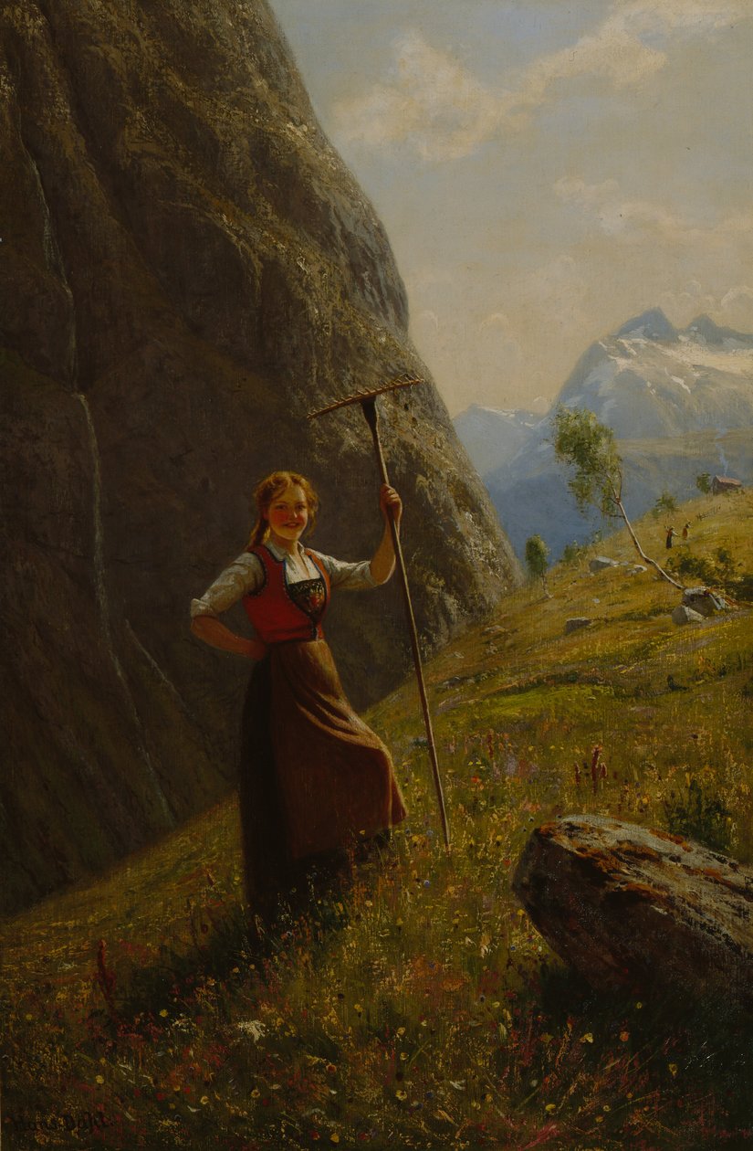 Lechera con rastrillo (óleo sobre lienzo) de Hans Andreas Dahl