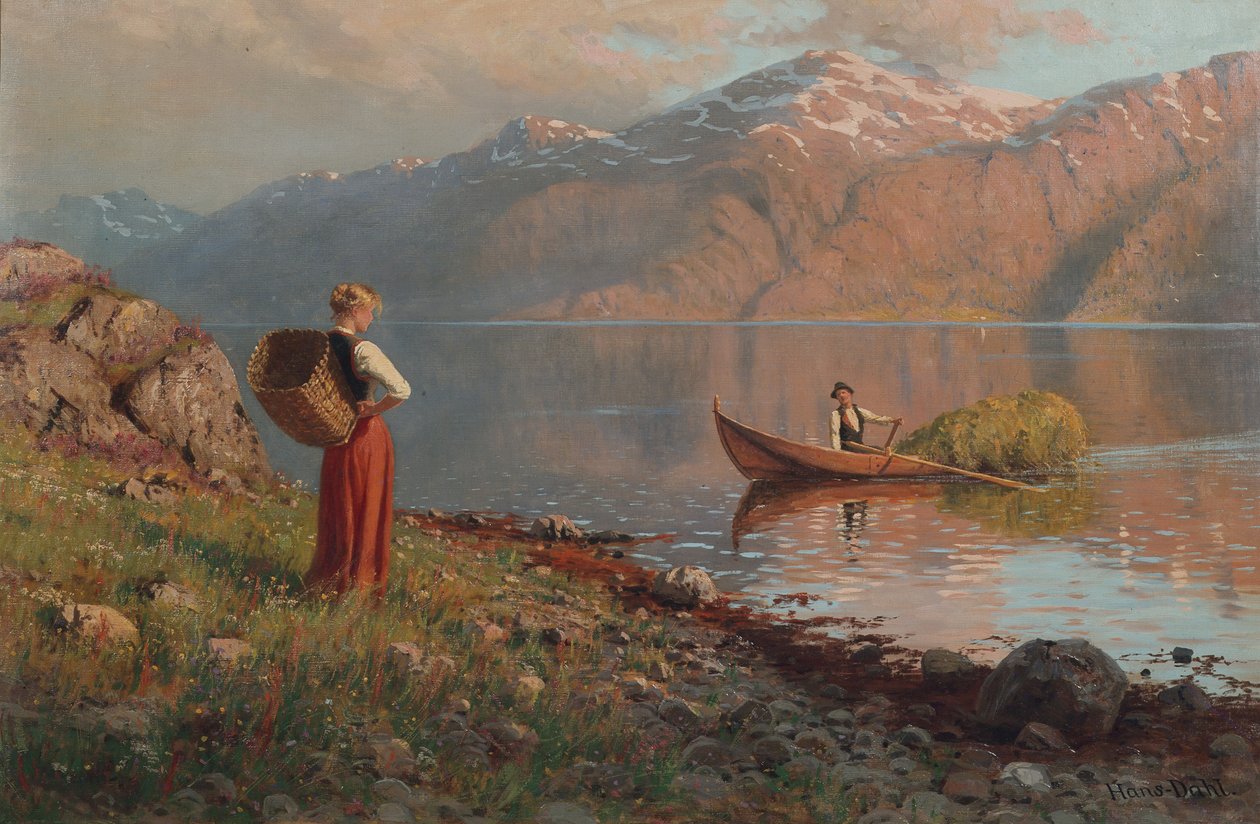 Fecha por el fiordo (óleo sobre lienzo) de Hans Andreas Dahl