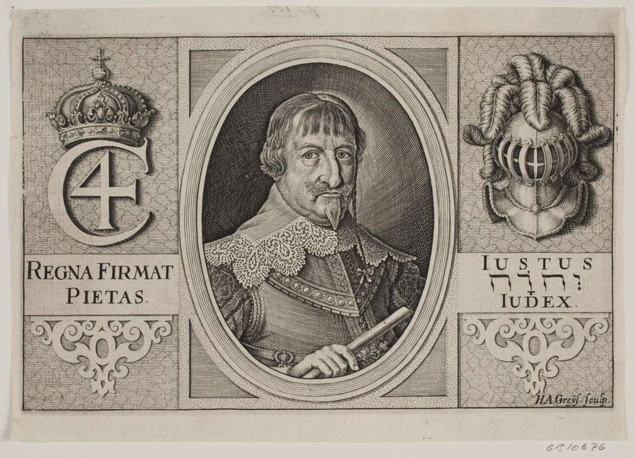 Christian IV. Ilustración para Peder Vinstrup, "El trompetista danés", 1644 de Hans Andreas Greys
