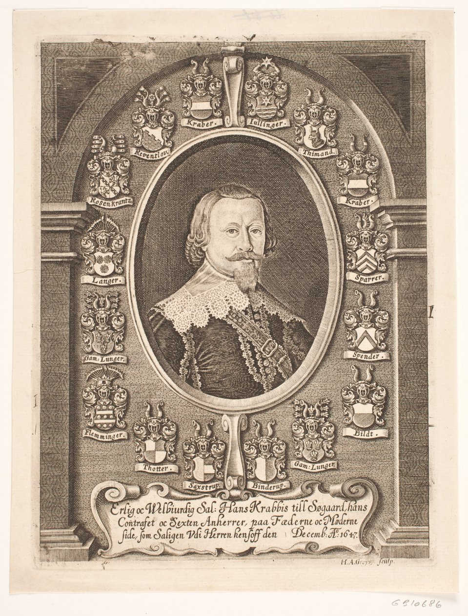 Hans Krabbe en Søgaard. De un sermón fúnebre 1648 de Hans Andreas Greys