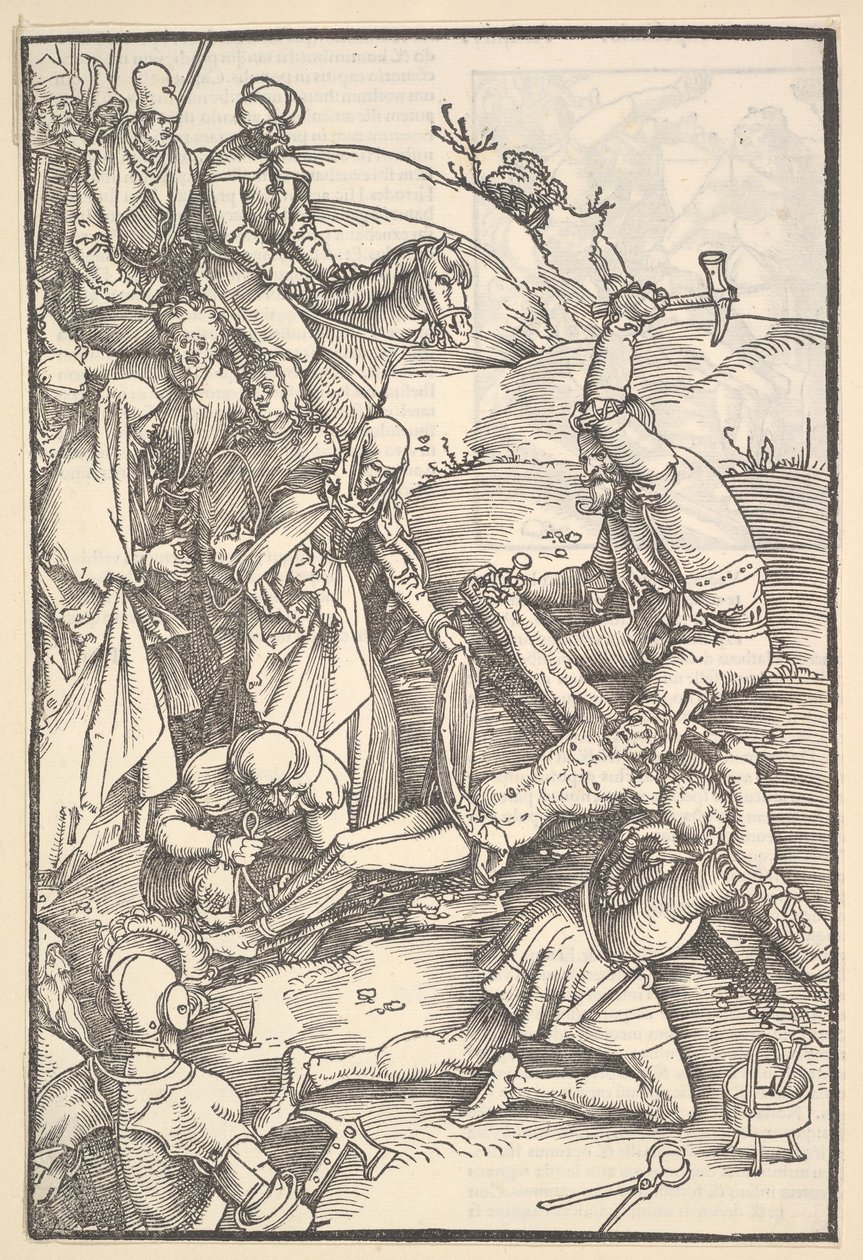 Cristo clavado en la cruz, reverso: Cristo clavado en la cruz, de Speculum Passionis Dom..., 1507 de Hans Baldung