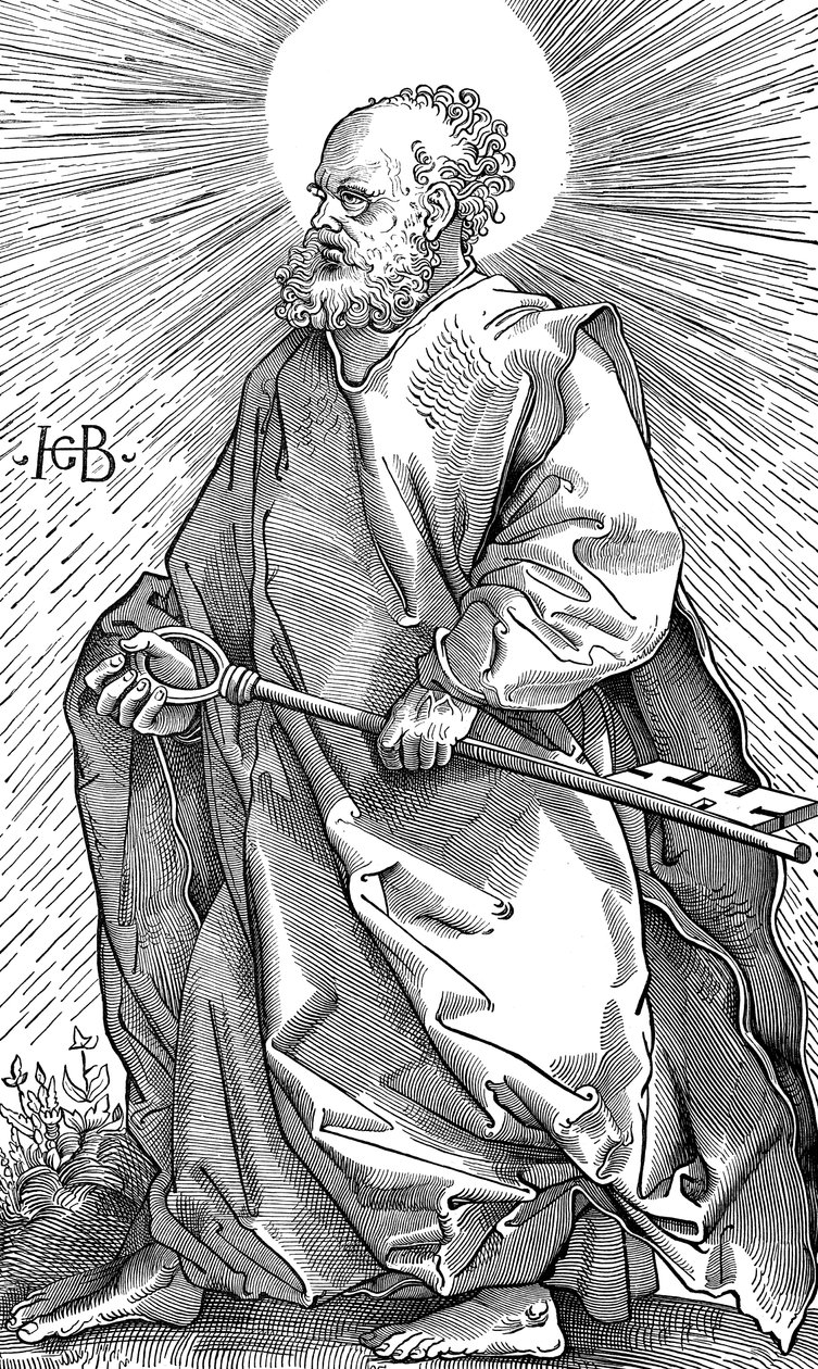 San Pedro sosteniendo su símbolo de una llave de Hans Baldung