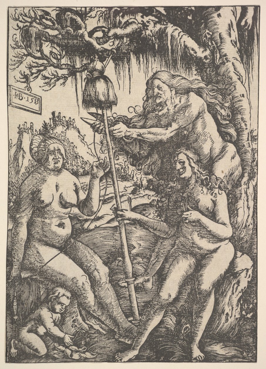 Las tres parcas: Láquesis, Átropos y Cloto, 1513 de Hans Baldung
