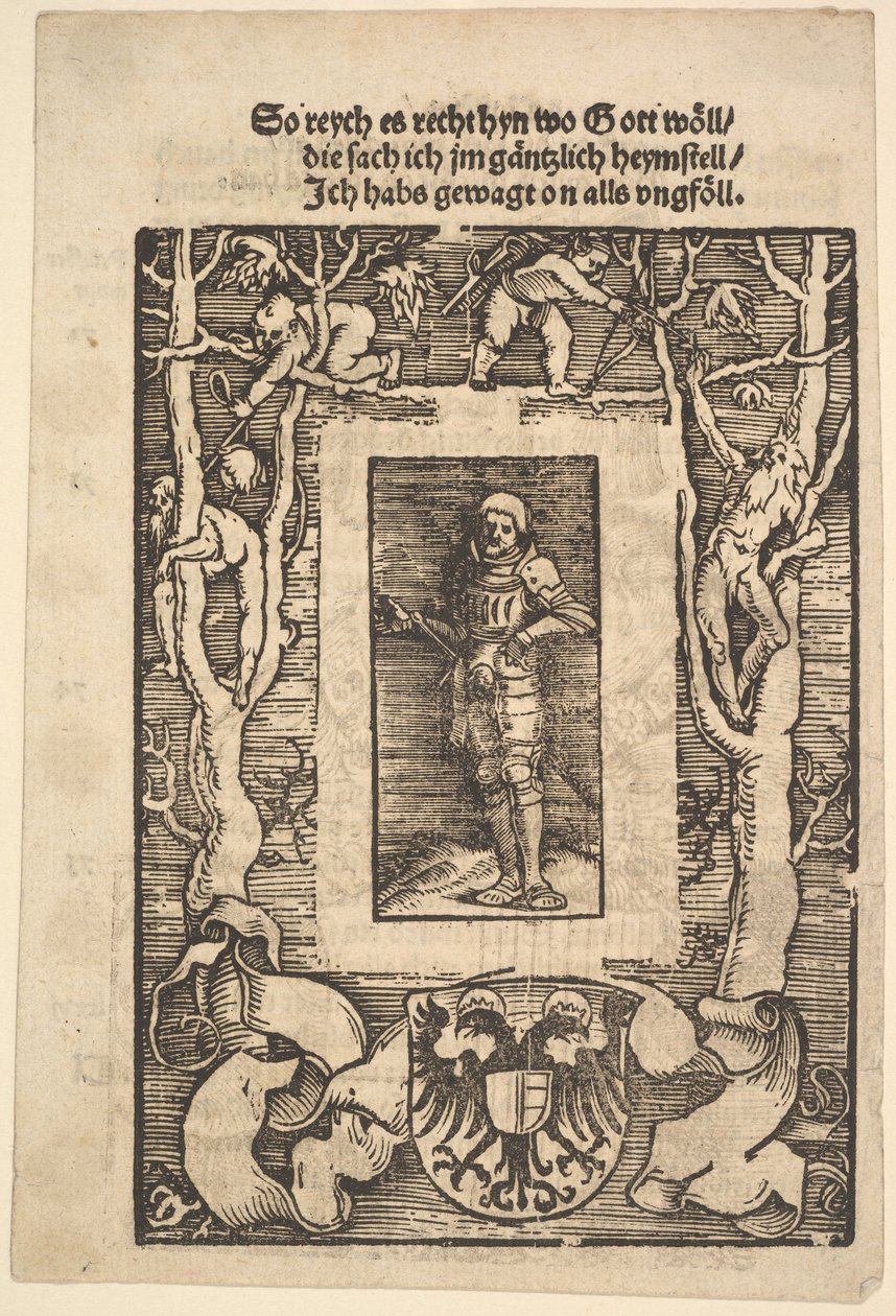 Borde del título con hombre en armadura en el centro, 1513 de Hans Baldung