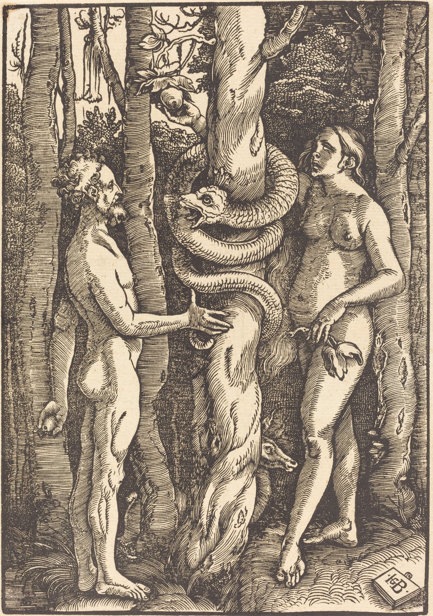 Adán y Eva con la serpiente de Hans Baldung Grien
