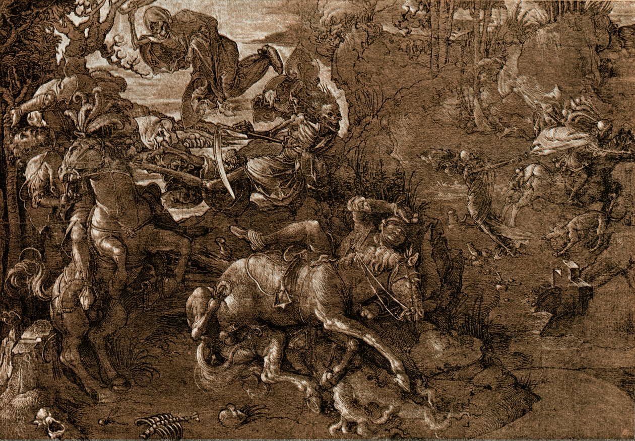 Batalla de los caballeros con la muerte de Hans Baldung Grien