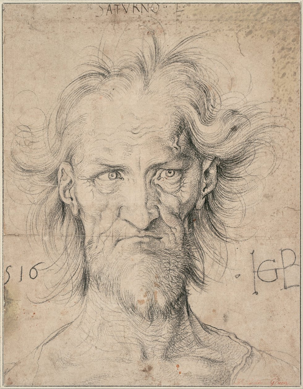 Alemán: Cabeza de Saturno de un anciano barbudo de Hans Baldung Grien