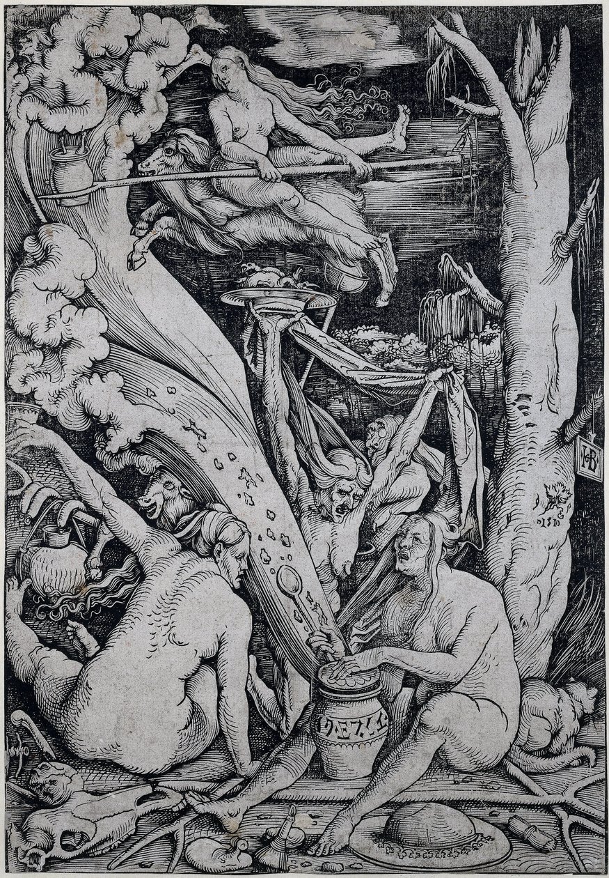 Las brujas hacen magia durante el sábado de brujas de Hans Baldung Grien