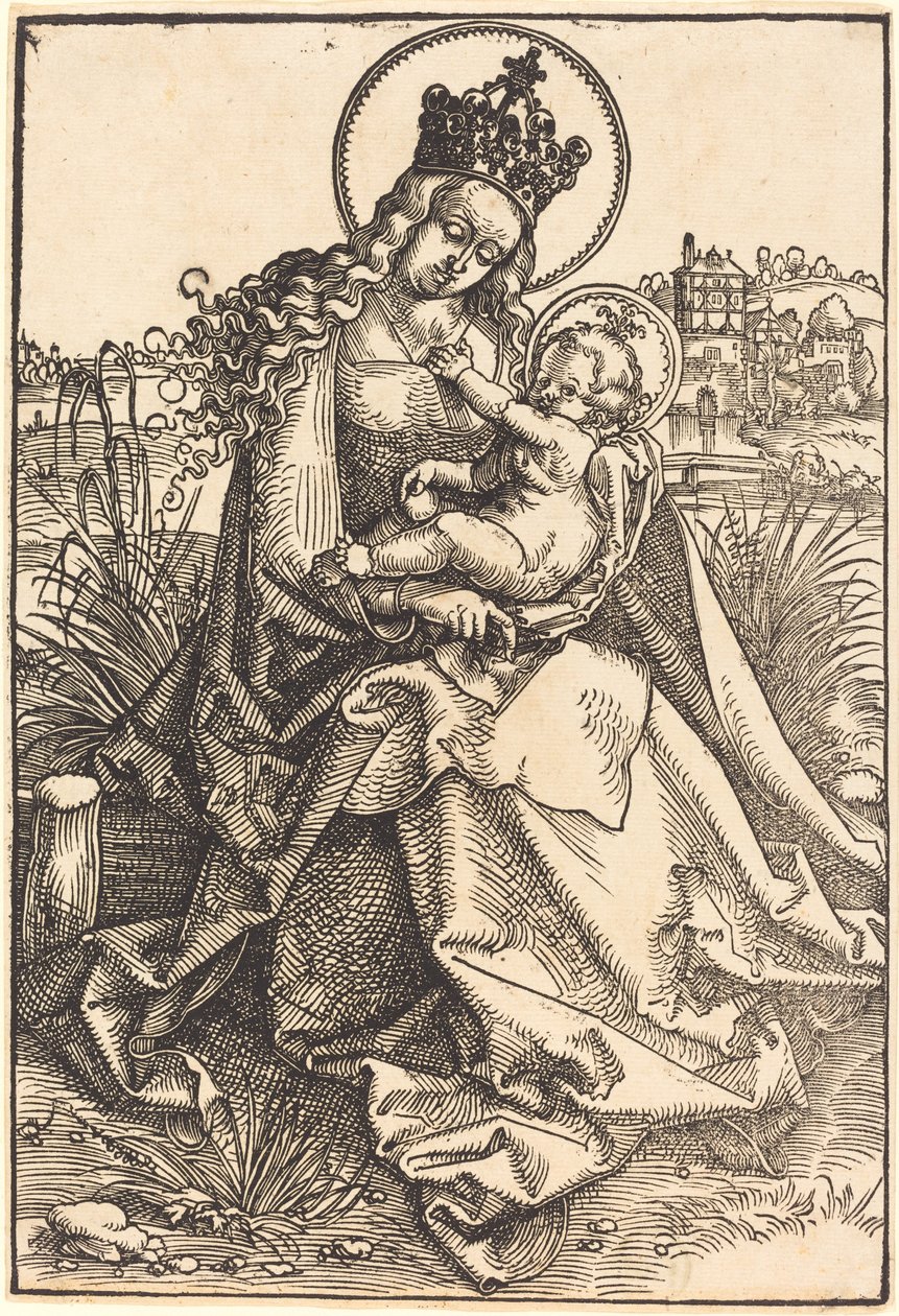 La Virgen y el Niño en la orilla herbosa de Hans Baldung Grien