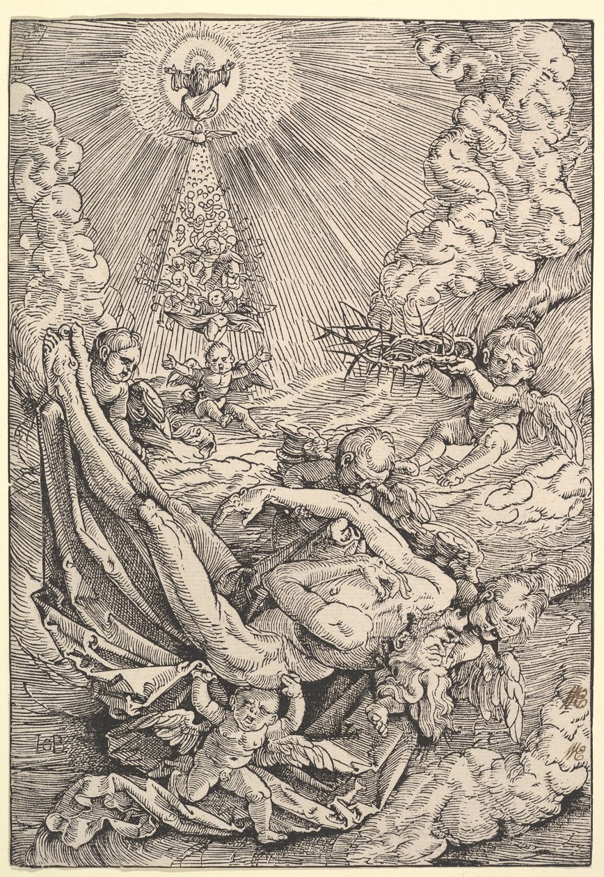 El cuerpo de Cristo llevado por ángeles hacia el cielo, 1516 de Hans Baldung Grien