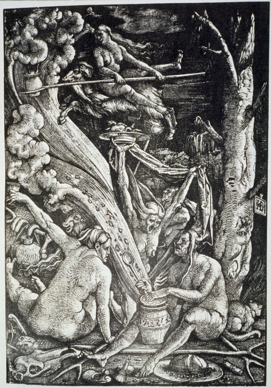 Las brujas en el sabbat, después de Hans Baldung Grien, ilustrado en una historia de la magia publicada a finales del siglo XIX de Hans Baldung Grien