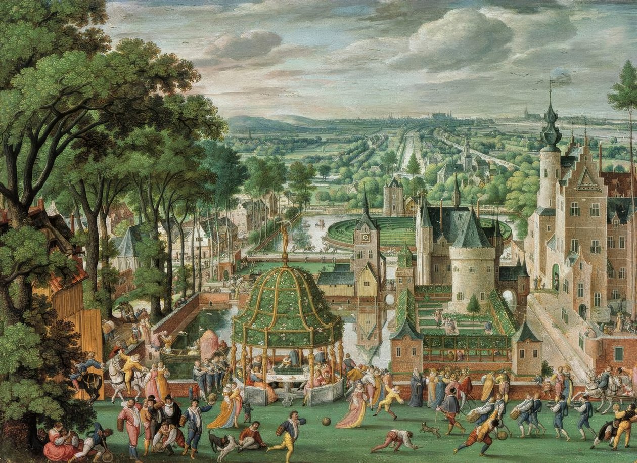 Paisaje de parque con castillo de Hans Bol