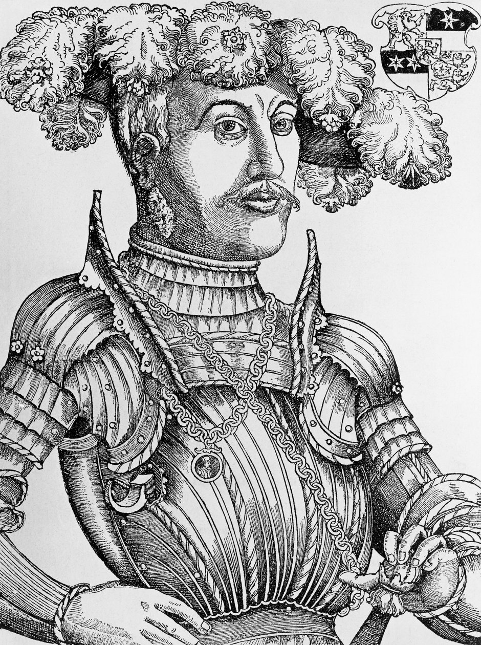 Retrato de Felipe I, landgrave de Hesse, conocido como el Magnánimo (1504-1567), grabado de Hans Brosamer (1495-1554) de Hans Brosamer