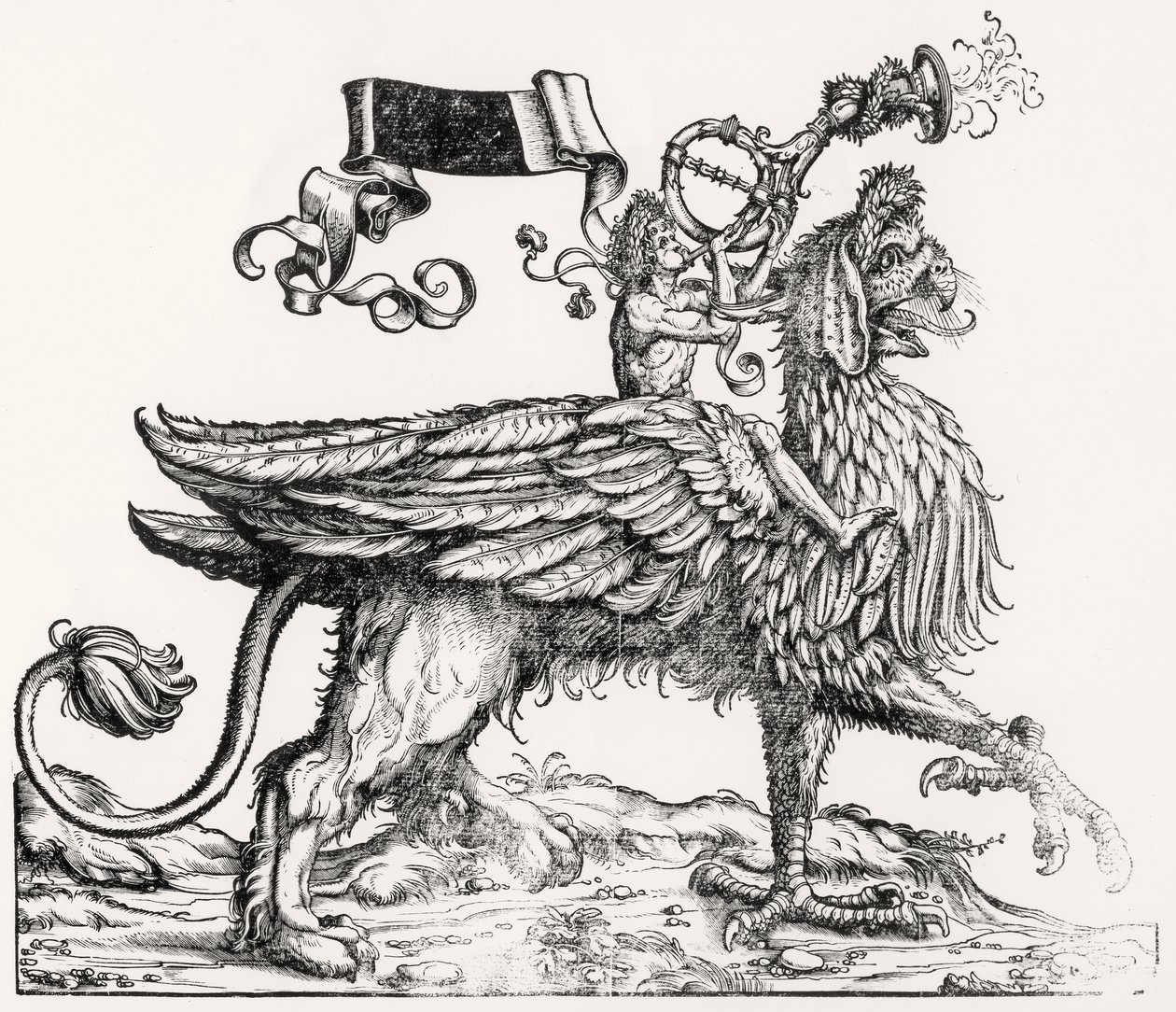 Un Grifo Montado, de la Procesión Triunfal de Maximiliano, c.1516-18 de Hans Burgkmair