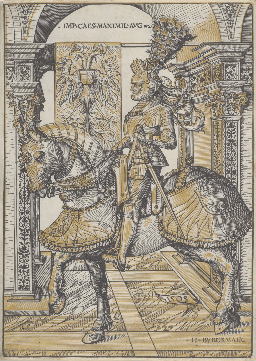 Retrato ecuestre del emperador Maximiliano I, 1508 de Hans Burgkmair