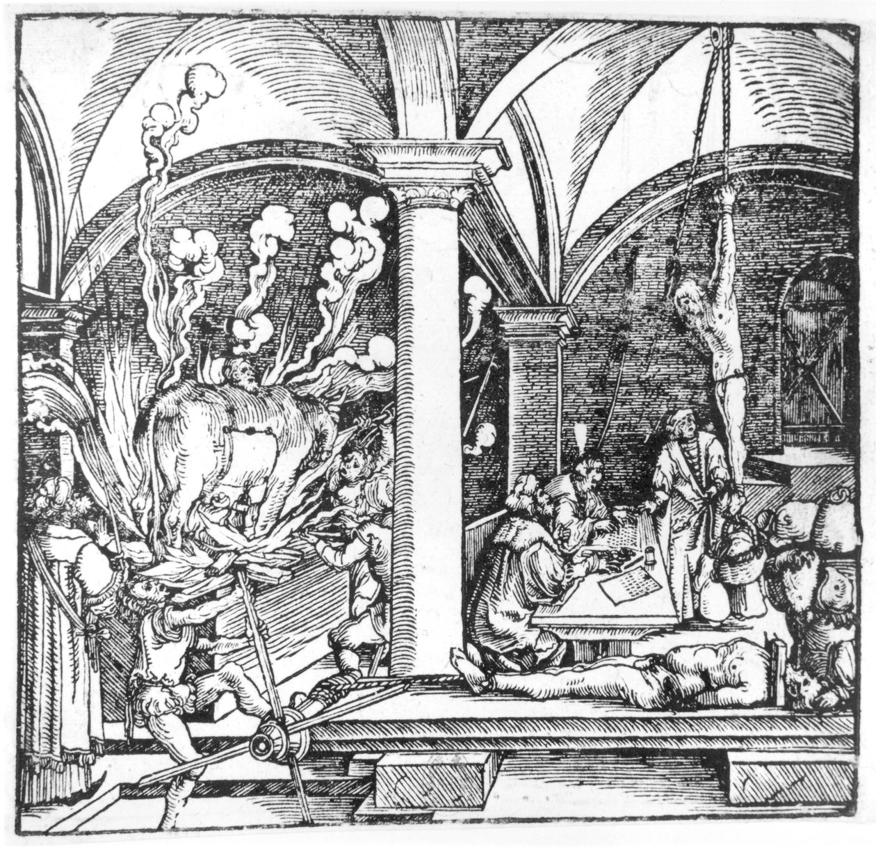 El interrogatorio, ilustración de un libro de Cicerón Teutsch, Augsburgo, 1533 de Hans Burgkmair