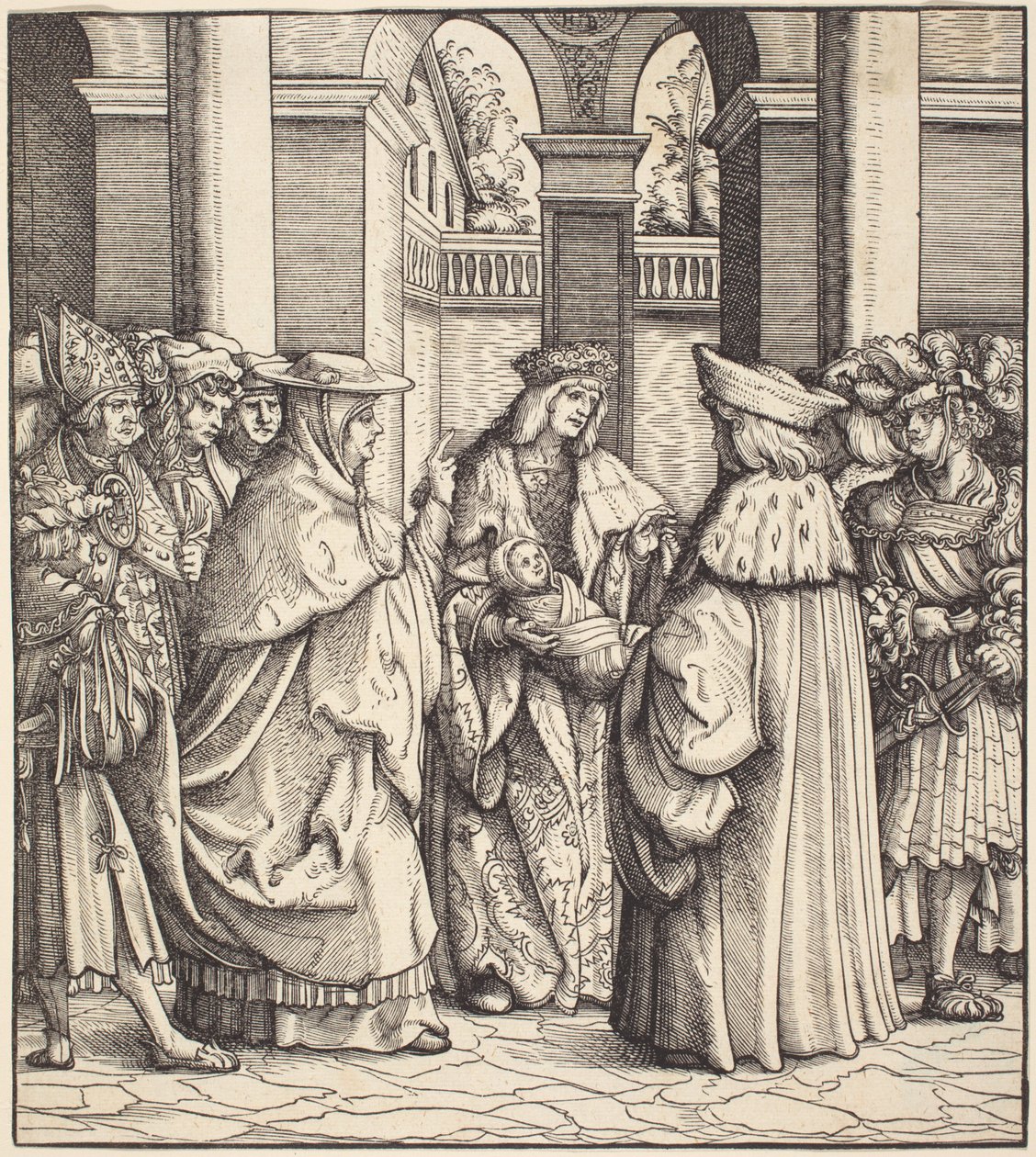 El Arzobispo Bendiciendo al Niño después del Bautismo de Hans Burgkmair I