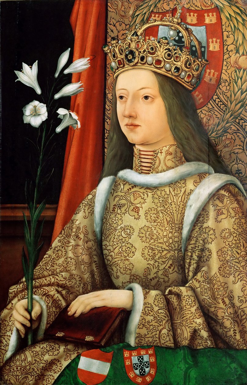 Retrato de Leonor de Portugal 1434-1467, Emperatriz del Sacro Imperio Romano, después de 1468 de Hans Burgkmair the Elder