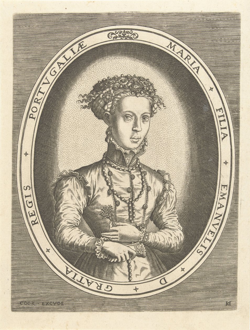 Retrato de la Princesa María de Portugal Casas reales europeas (título de la serie) de Hans Collaert (I)