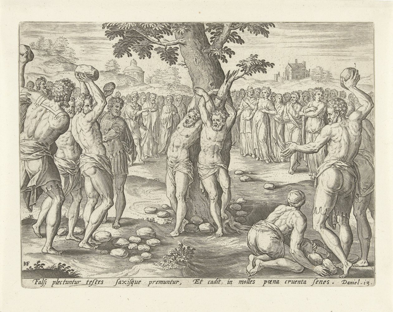 Lapidación de los ancianos La historia de Susanna (título de la serie) de Hans Collaert (I)