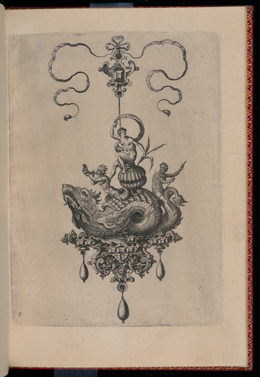 Placa 8, de Bullarum Inaurium etc. Archetypi Artificiosi Pars Altera (Pendientes, Aretes, etc. Diseños de la Naturaleza Más Hábil, Parte Dos) de Hans Collaert the Elder