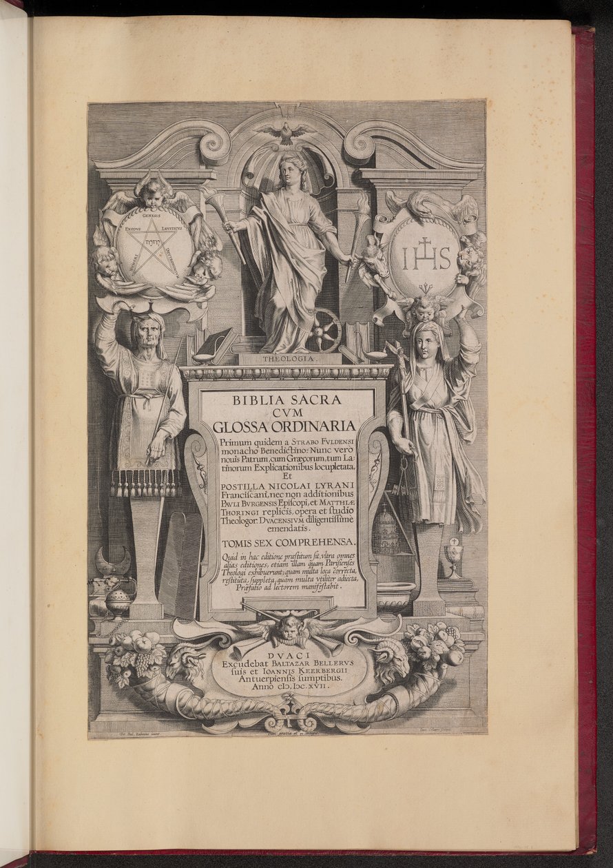 Página de título para Biblia Sacra Cvm Glossa Ordinaria de Hans Collaert the Younger after Sir Peter Paul Rubens