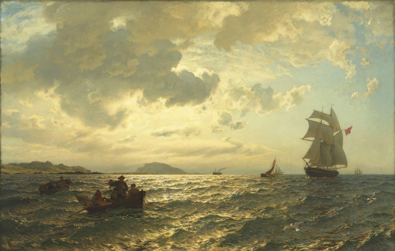 Brisa fresca en la costa noruega de Hans Gude