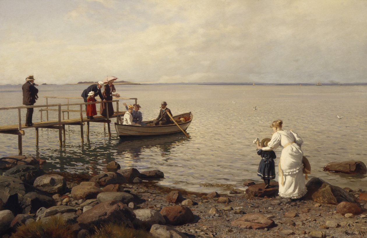 Vida de verano en la playa. de Hans Gude