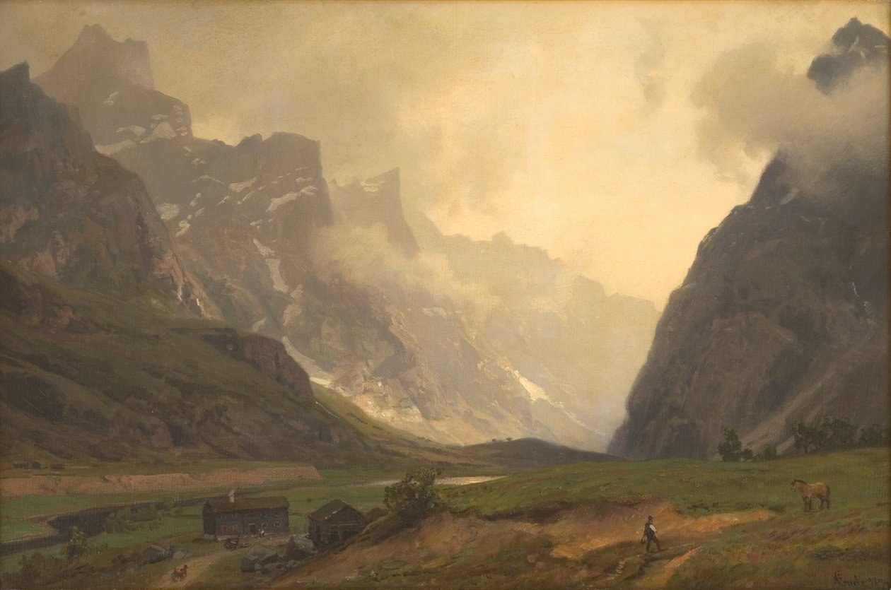 Los Picos Troll en Romsdalen: El pie de Romsdalshorn a la derecha de Hans Gude