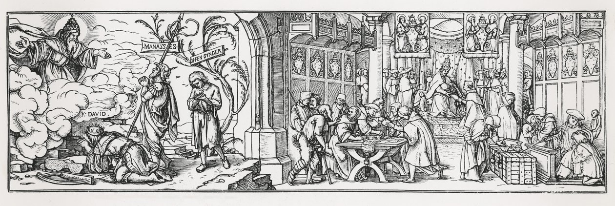 Caricatura Anti-Católica denunciando la corrupción del Papa de Hans Holbein der Jüngere