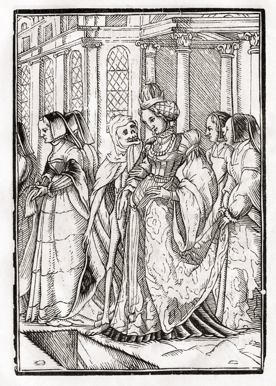 La muerte viene por la emperatriz, grabado por Georg Scharffenberg, de 