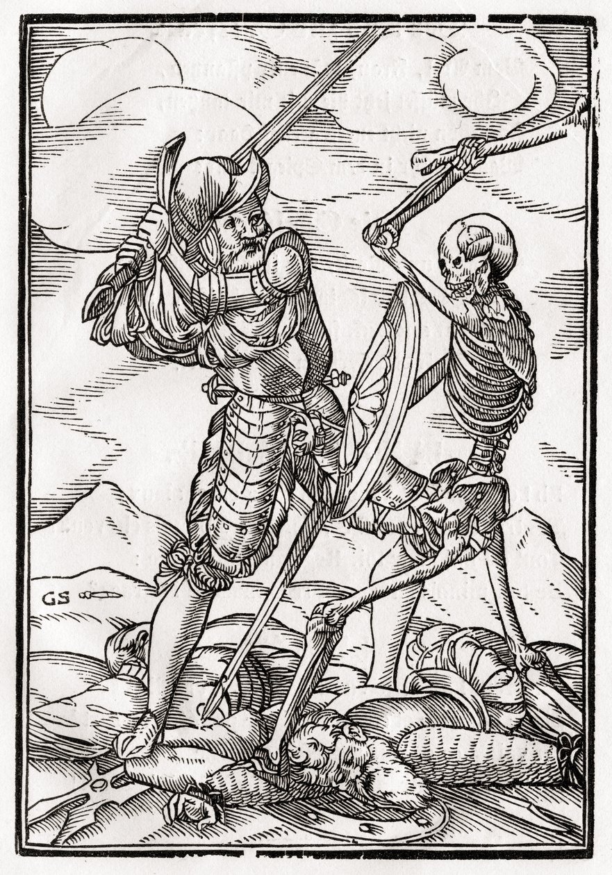 La muerte llega al soldado, grabado por Georg Scharffenberg, de 