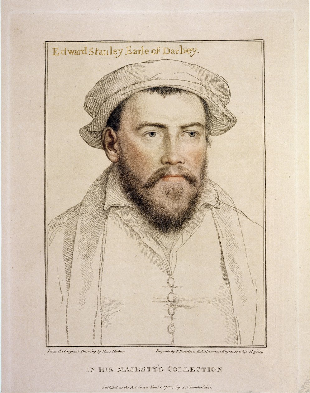 Edward Stanley Conde de Derby (1508-1572) grabado por Francesco Bartolozzi (1727-1815) 1793 de Hans Holbein der Jüngere