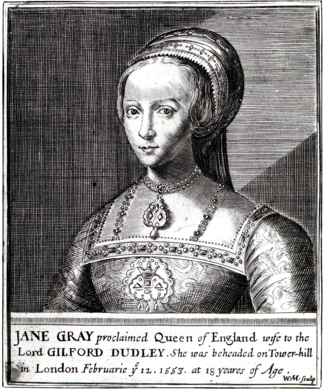Jane Gray, grabado por William Marshall, 1648 de Hans Holbein der Jüngere