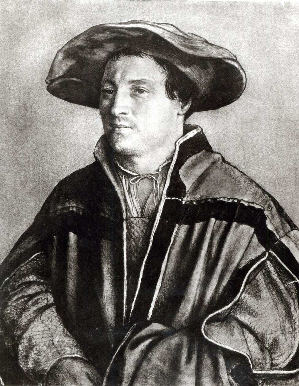 Retrato de un hombre con sombrero rojo, c.1530 de Hans Holbein der Jüngere