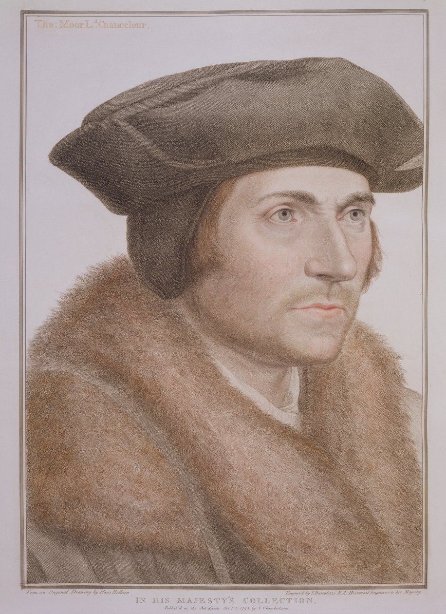 Tomás Moro, Lord Canciller (1478-1535) grabado por Francesco Bartolozzi (1727-1815) de Hans Holbein der Jüngere