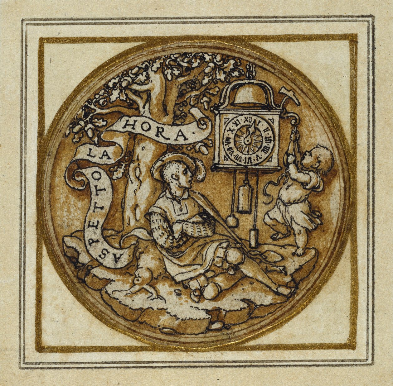 Alegoría del Tiempo - Diseño para un colgante o insignia de sombrero, c.1532-43 de Hans Holbein der Jüngere