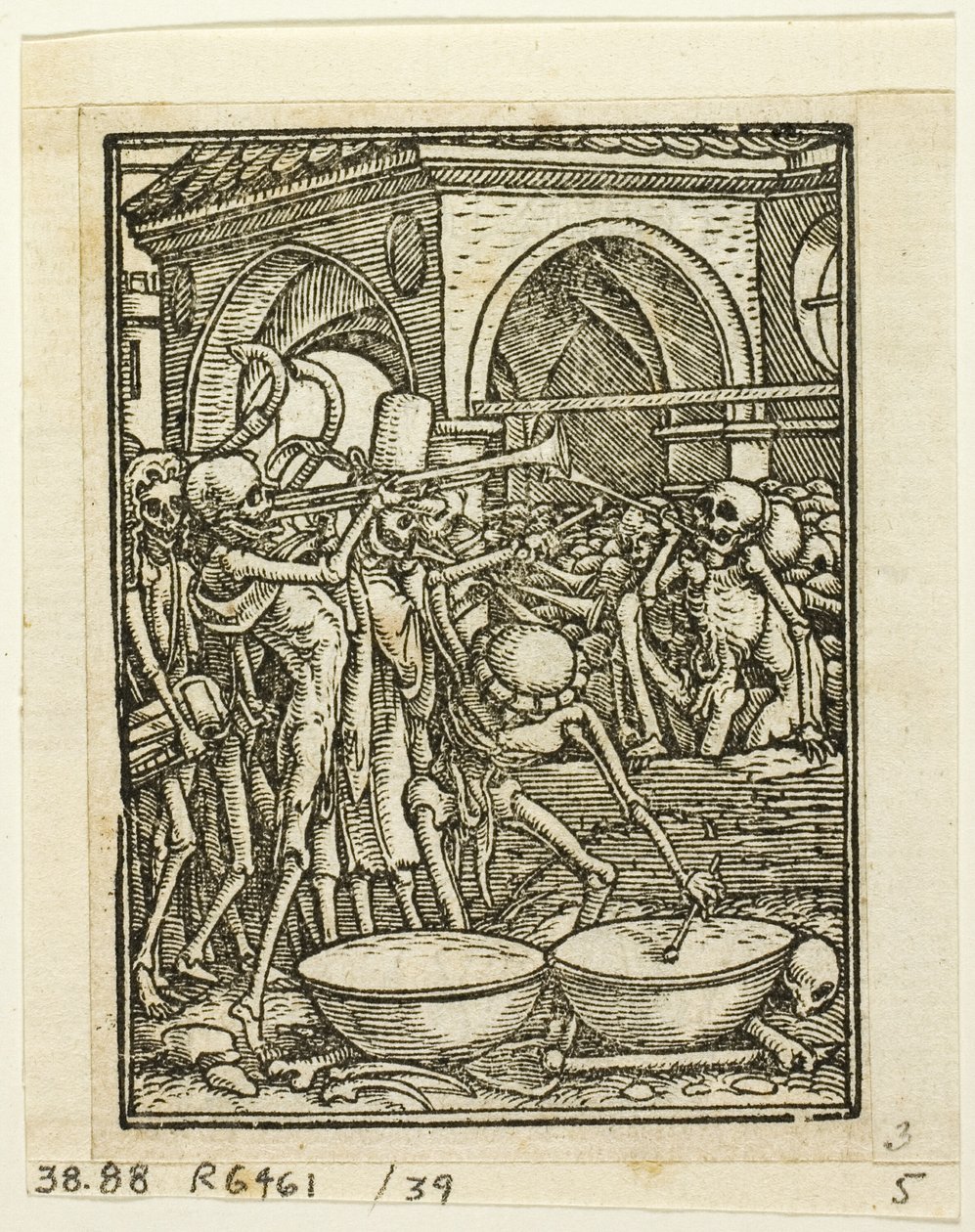 Danza de la muerte, lámina 39 de xilografías de libros del siglo XVI de Hans Holbein the Younger