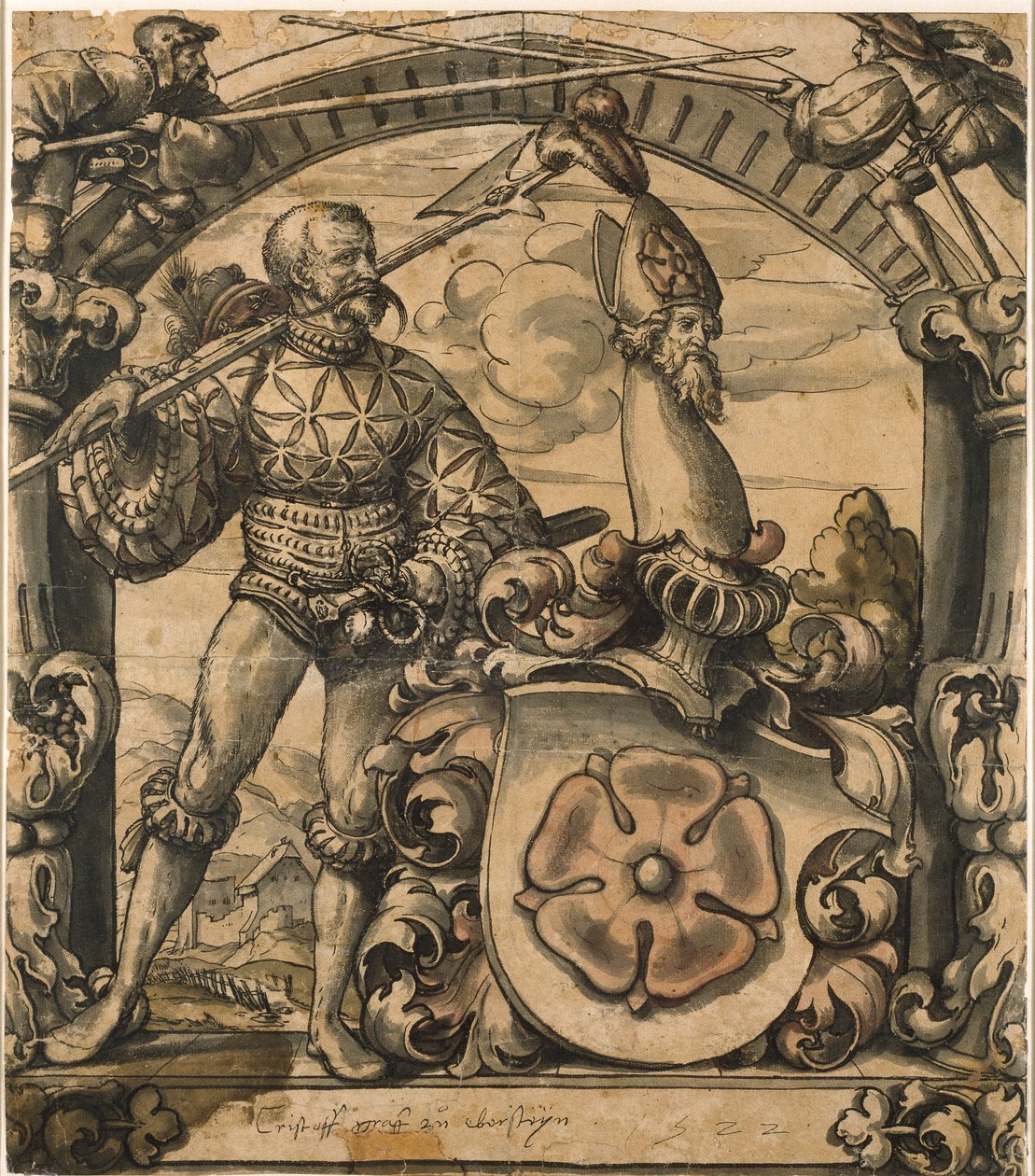 Diseño para un panel heráldico de vidrieras, 1522 de Hans Holbein der Jüngere