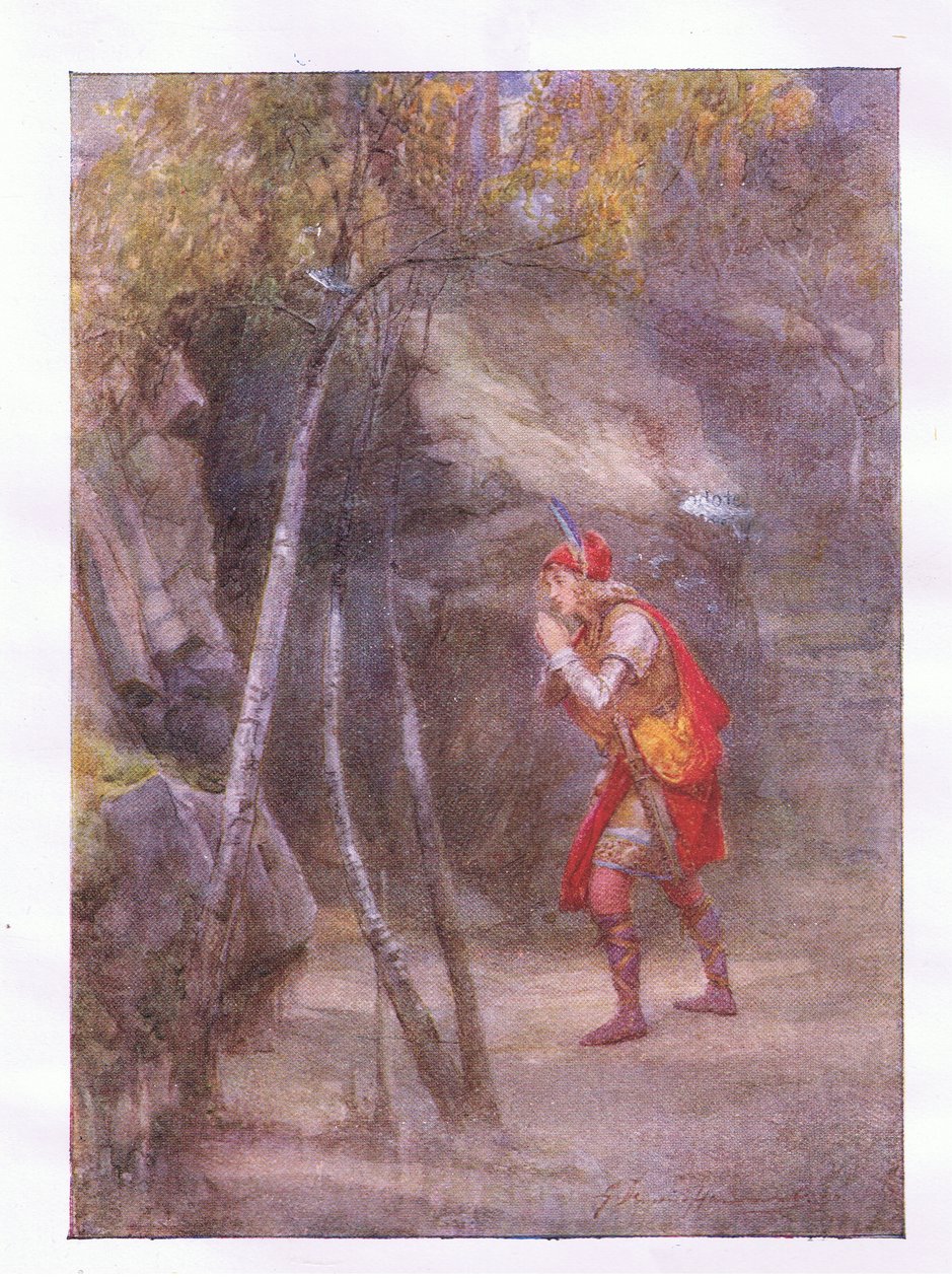 ¡No! ¿Quién está aquí? Si algo es civil, habla (Cymbeline), de The Complete Works of Shakespeare publicado por George Harrap & Co Ltd, 1920s de Hans Holbein der Jüngere