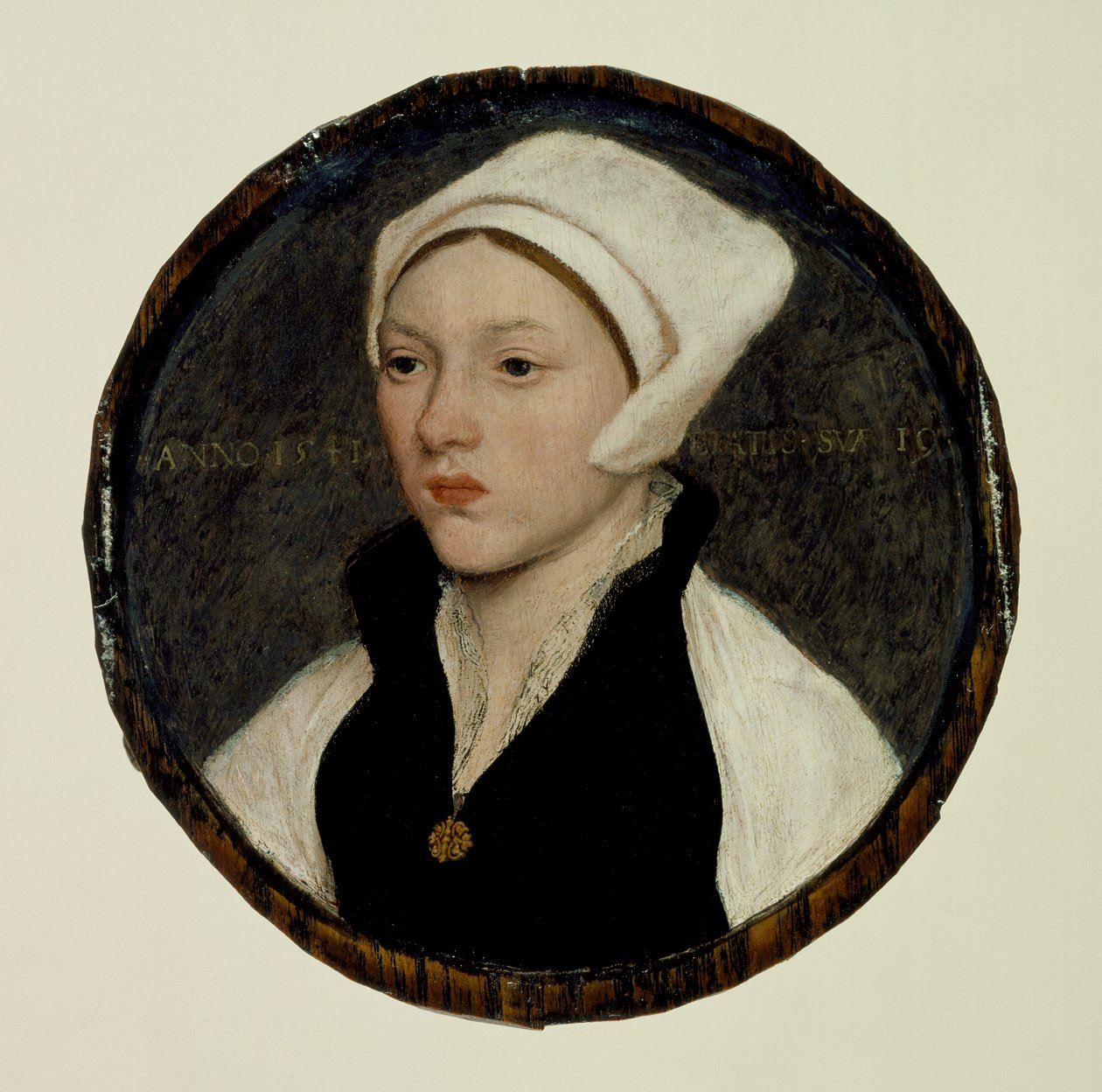 Retrato de una joven con cofia blanca de Hans Holbein the Younger
