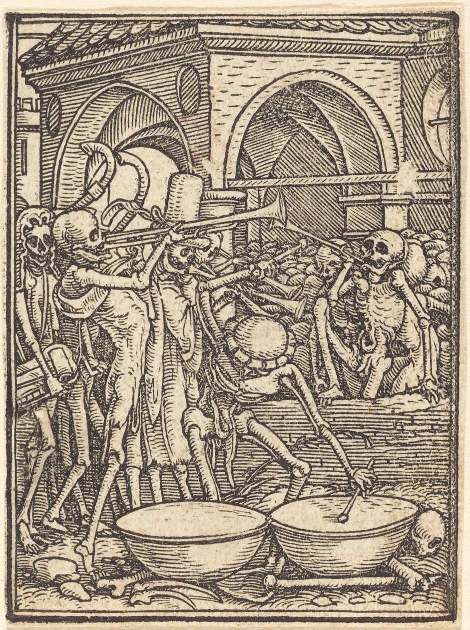 Esqueletos haciendo música de Hans Holbein the Younger