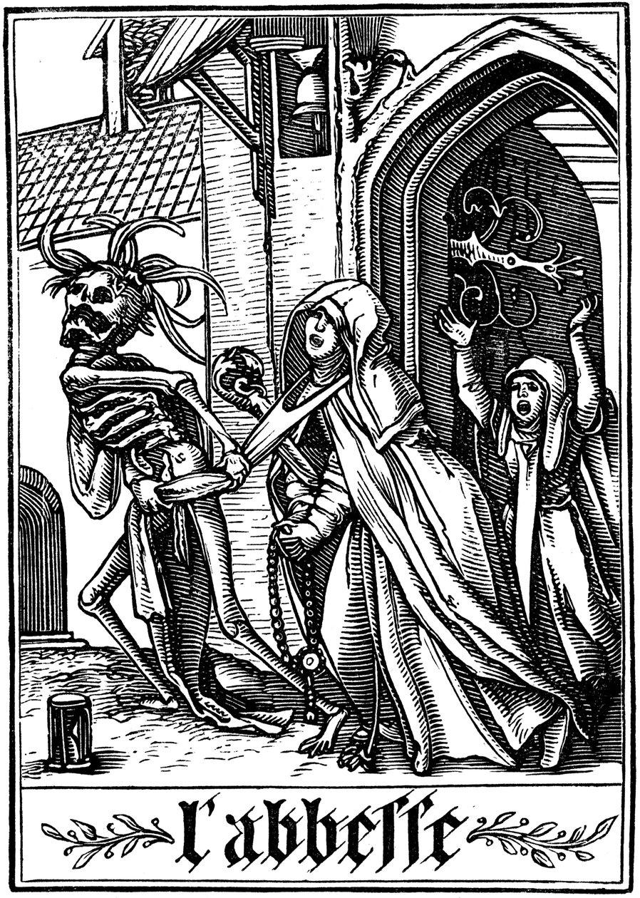 La abadesa visitada por la Muerte, 1538 de Hans Holbein der Jüngere