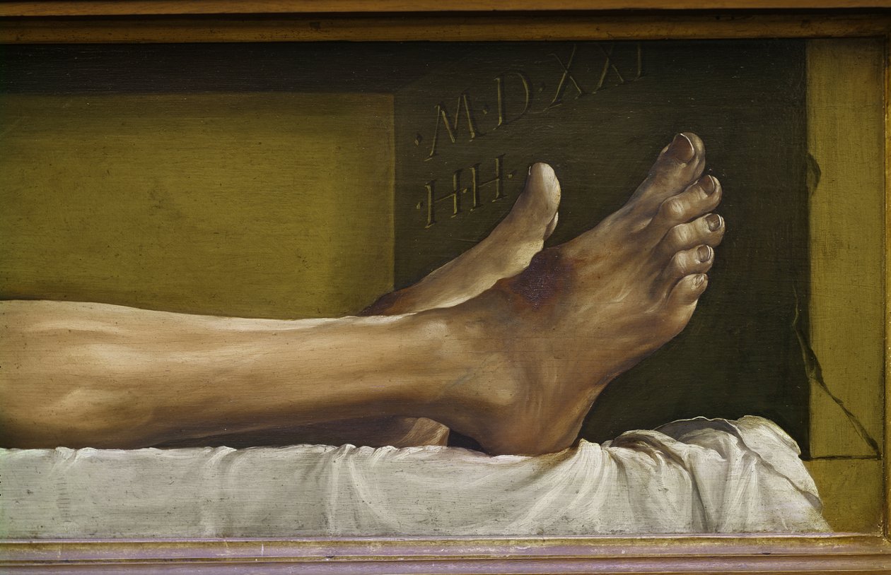 El cuerpo de Cristo muerto (detalle) de Hans Holbein der Jüngere